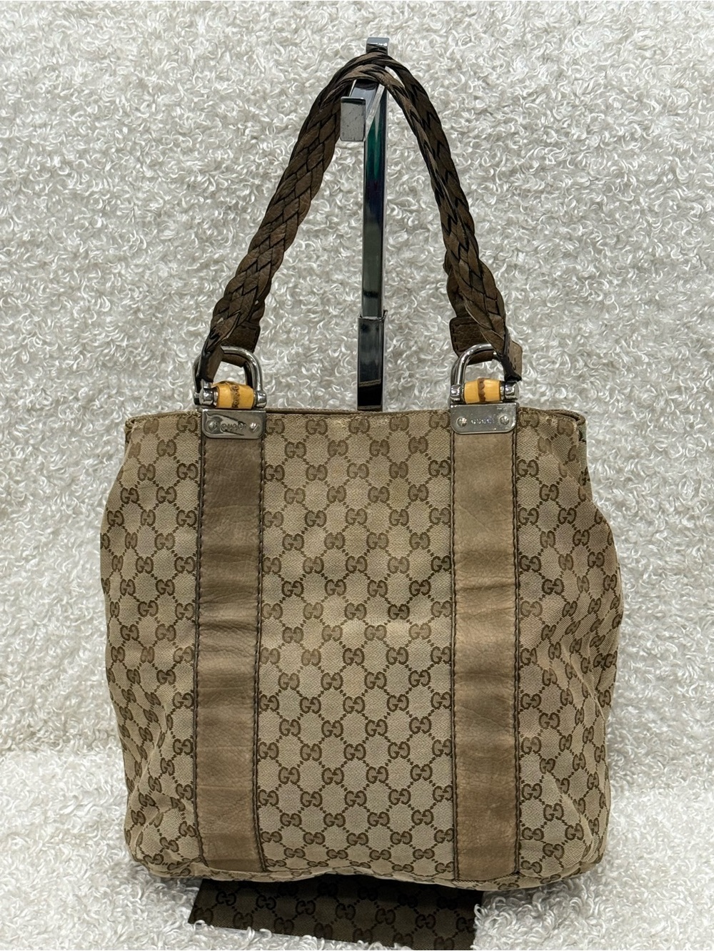 Gucci GG Canvas Bamboo Libeccio Tote Bag